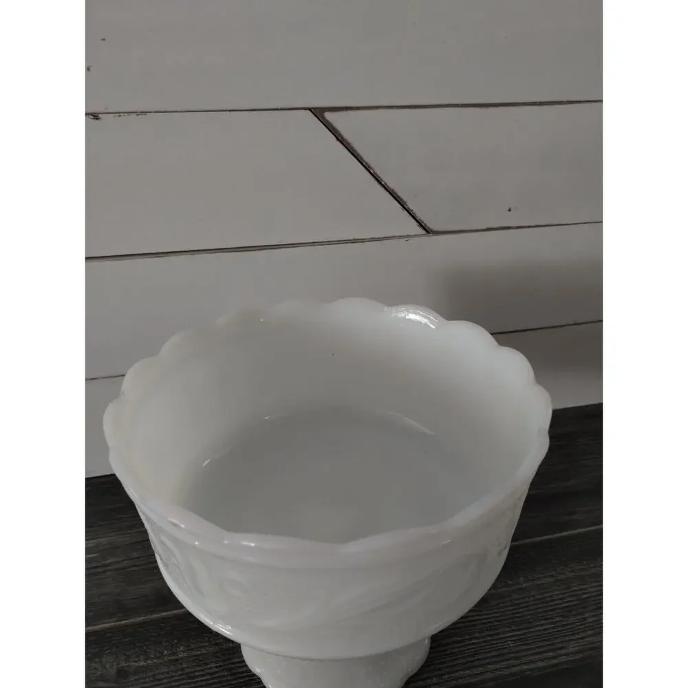 Vintage E.O. Brody Company Milk Glass Pedestal Bowl Mid to Late-20th Century